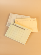 Three planner sheets with different schedules on a beige background