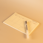 Notebook with pen on a warm beige background