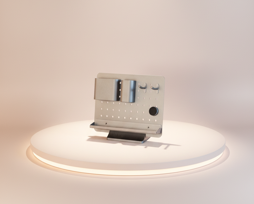 Modern project light on GridDesk Modular Organizer on a neutral background