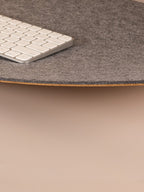 felt and cork desk mat 80x40cm with keyboard, smooth surface for mouse tracking
