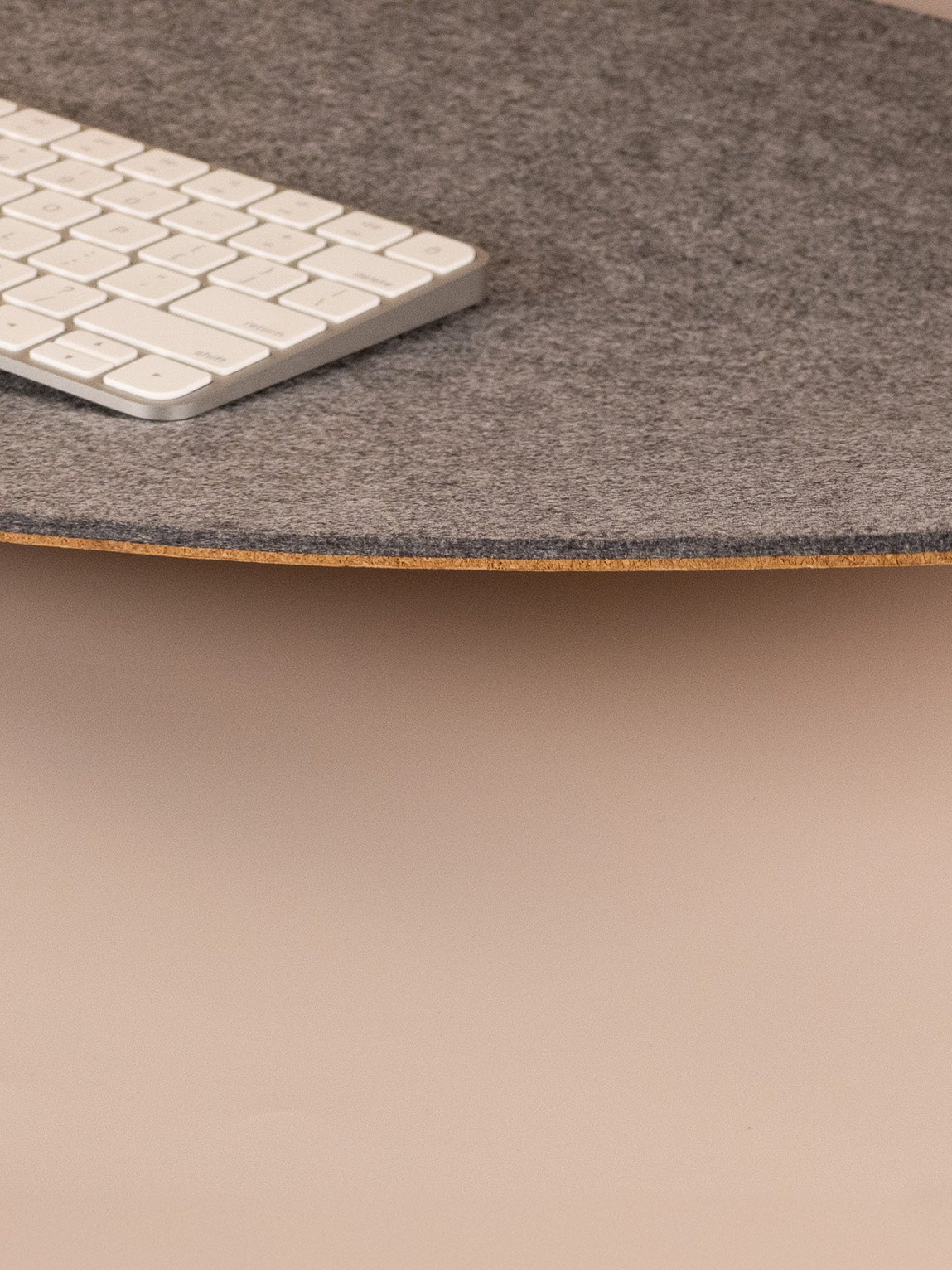 felt and cork desk mat 80x40cm with keyboard, smooth surface for mouse tracking