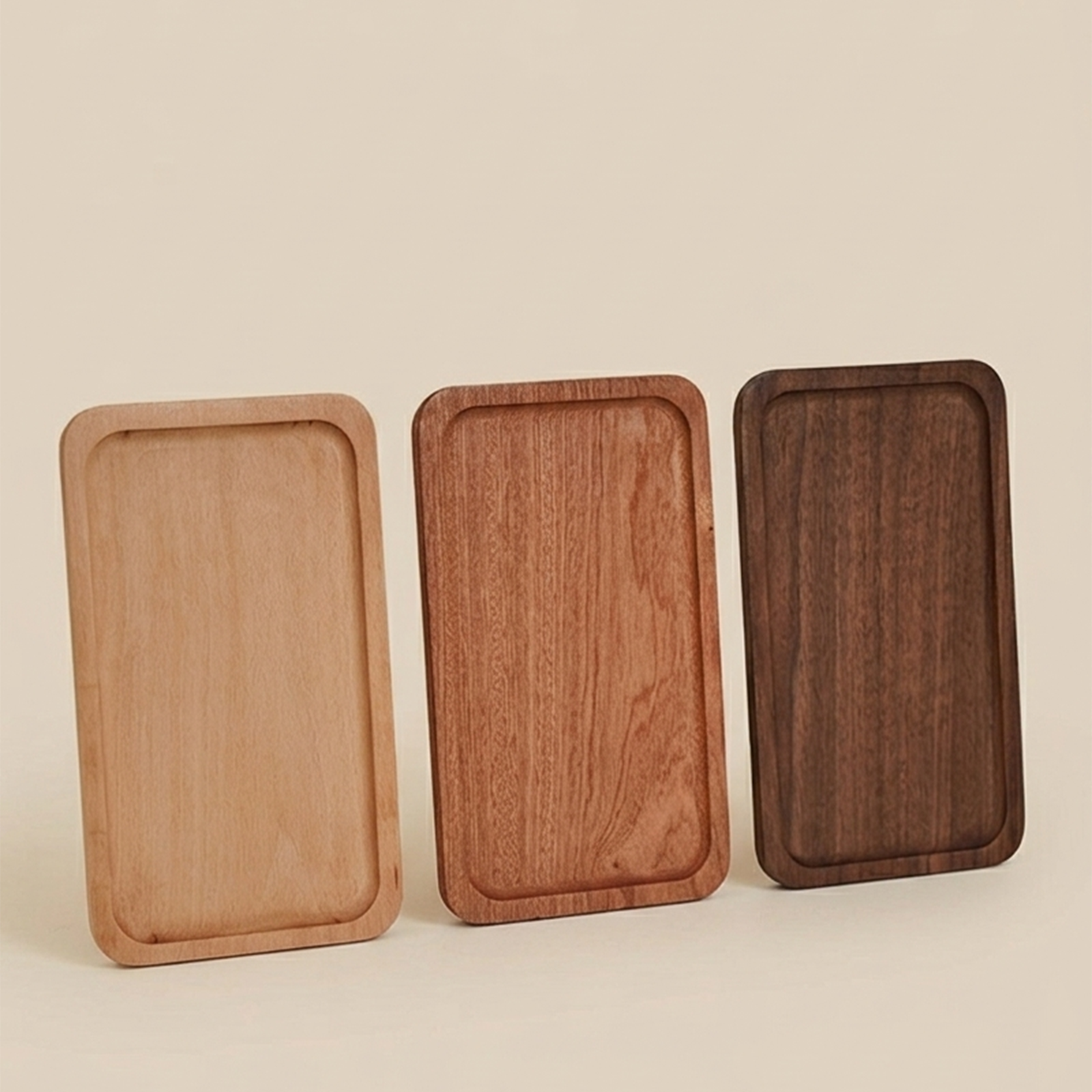 Solid Wood Desktop Organizer Tray - Walnut, Beech & Acacia