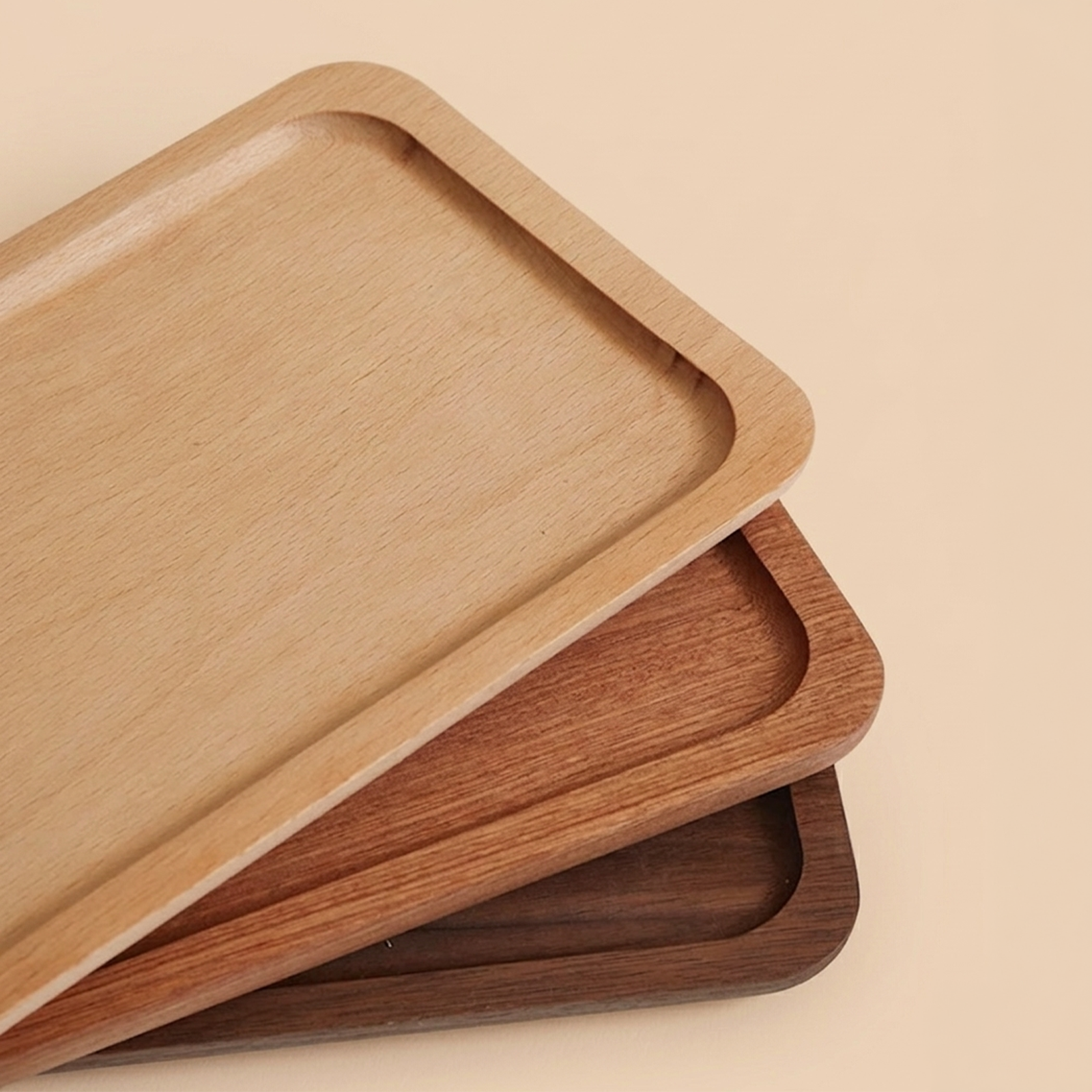 Solid Wood Desktop Organizer Tray - Walnut, Beech & Acacia
