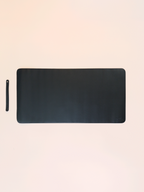 Slim black leather desk mat 80x40cm with strap, minimalist design for office and study