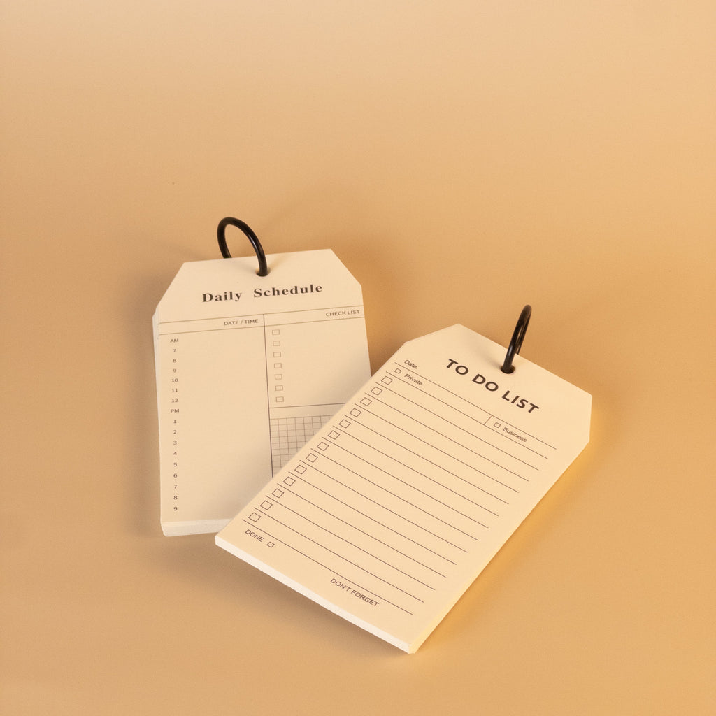 To do list and daily schedule notepads set with ring binding