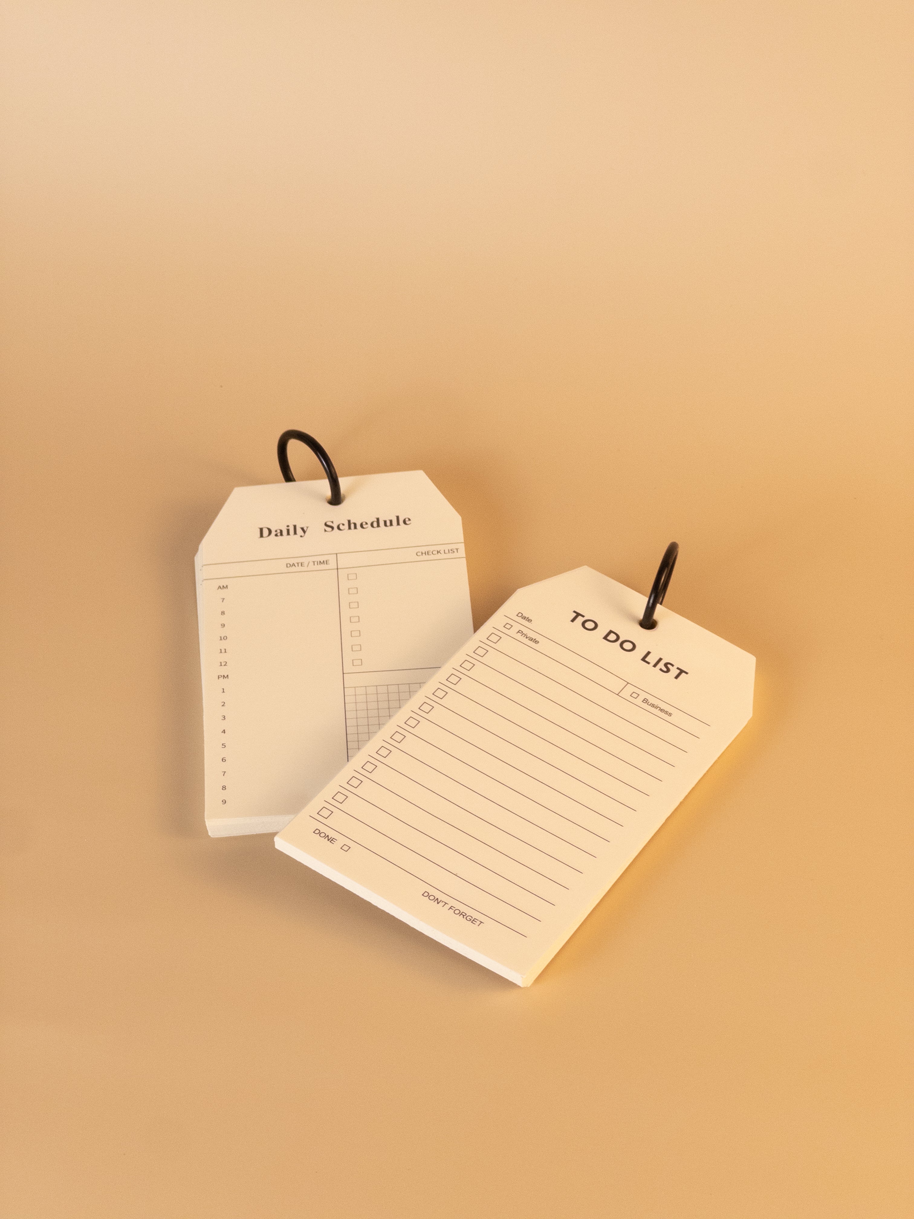 To do list and daily schedule notepads set with ring binding